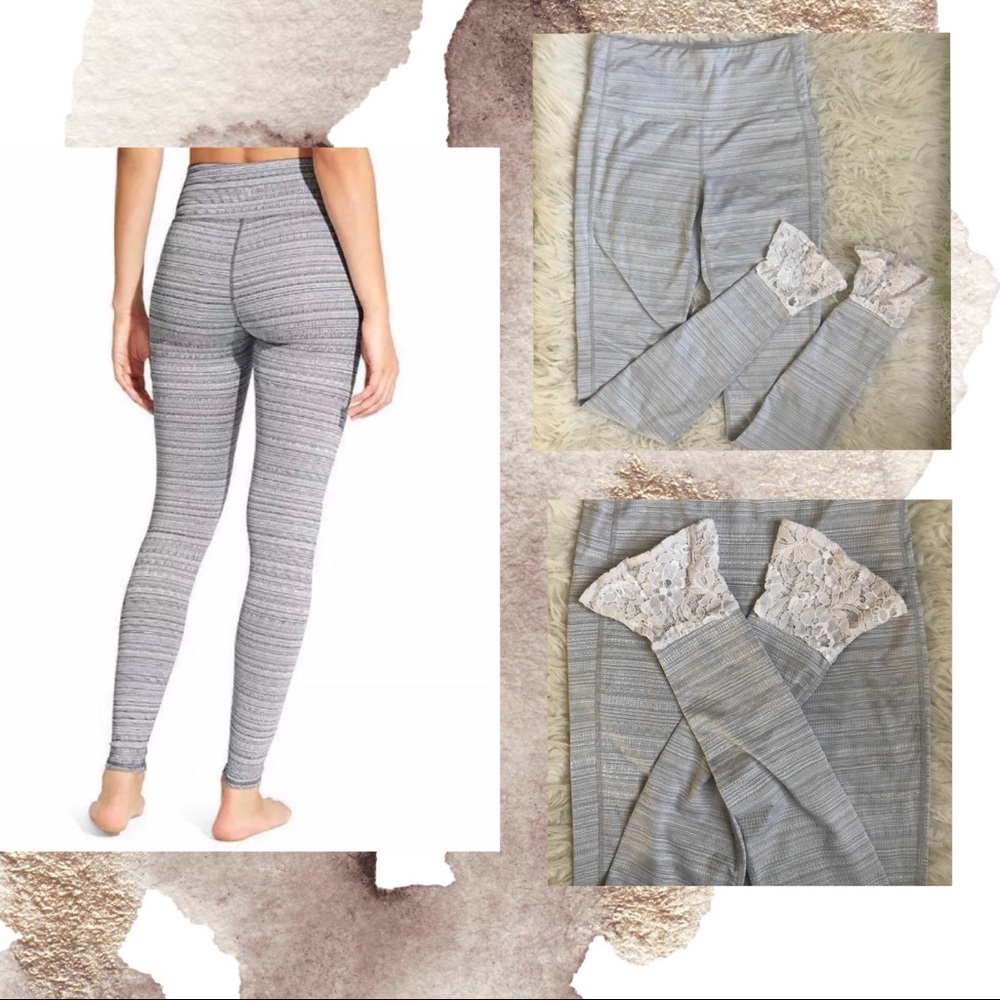 High Rise Grey Jacquard Chaturanga + lace